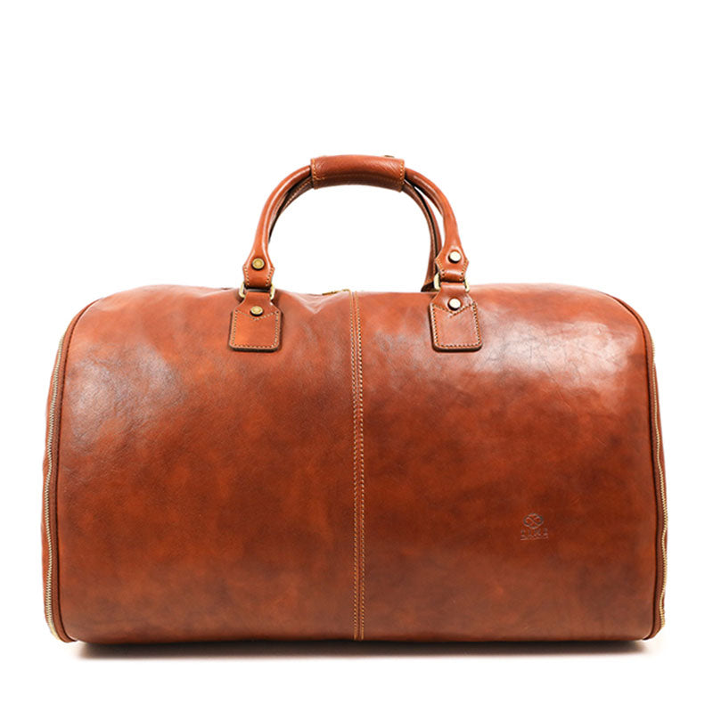 Leather Garment Bag, Duffel Bag - Paradise Lost Duffel Bag Time Resistance Cognac Brown Matte  