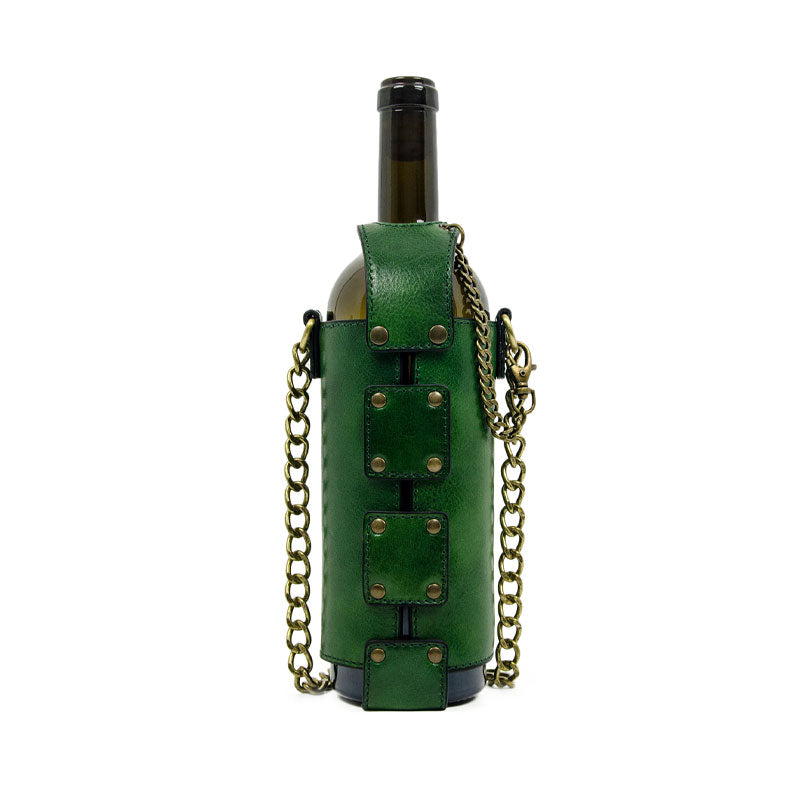 Leather Wine Tote - Saving Grapes Accessories Time Resistance Green  