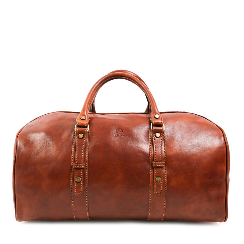 Leather Duffel Bag, Weekender Bag - Song of Solomon Duffel Bag Time Resistance Cognac Brown Matte  