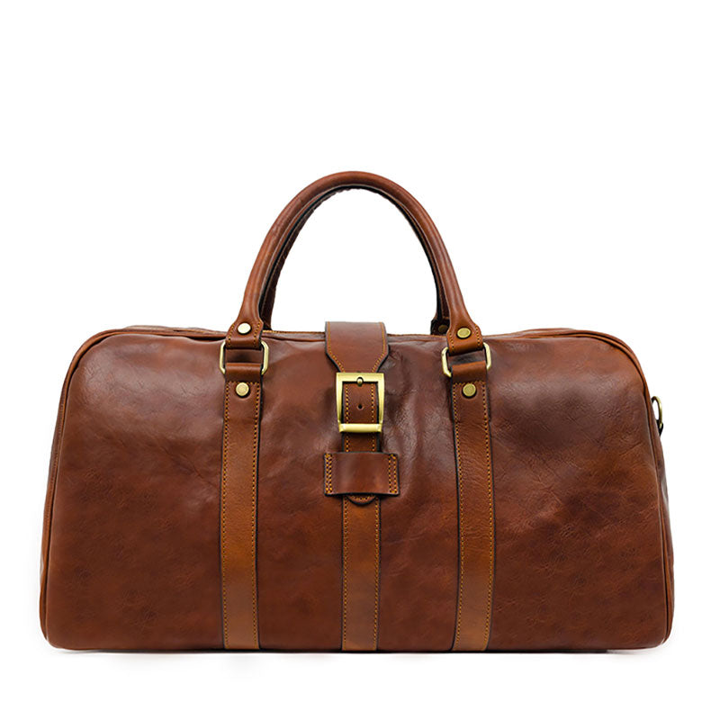 Cognac Brown Matte Leather Duffel Bag - Tender Is the Night Duffel Bag Time Resistance Cognac Brown Matte  