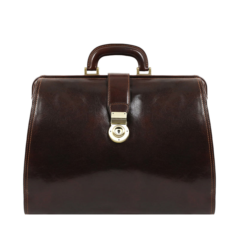 Brown Large Leather Doctor Bag - Mrs Dalloway Doctor Bag Time Resistance Brown  