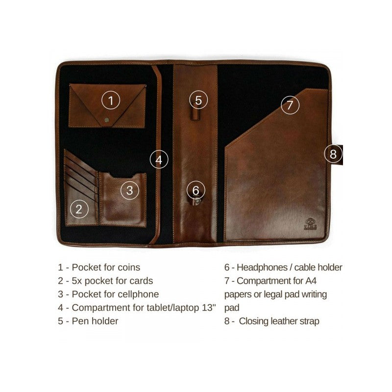 Leather A4 Documents Folder Organizer - The Call of the Wild Accessories Time Resistance   