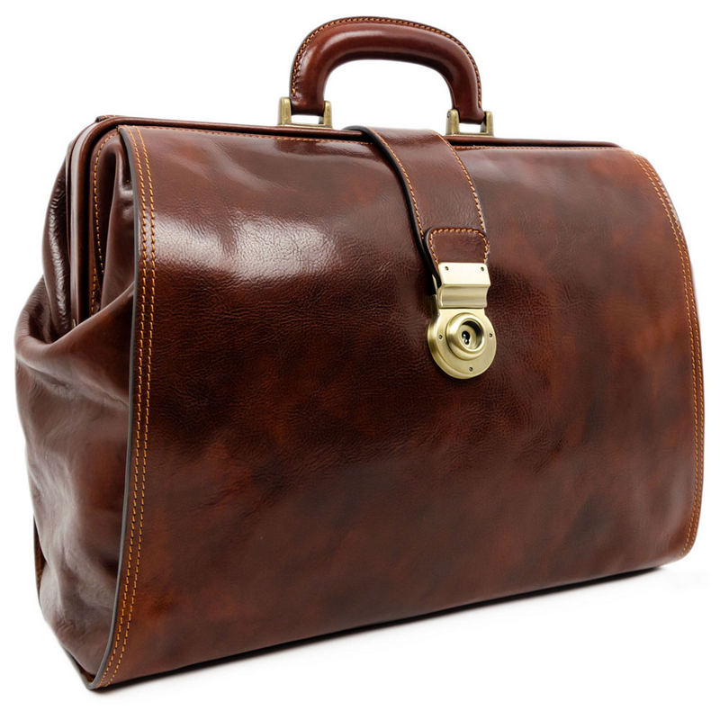 Brown Large Leather Doctor Bag - Mrs Dalloway Doctor Bag Time Resistance   