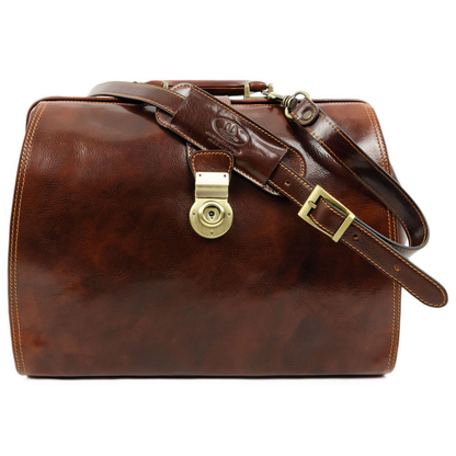 Brown Large Leather Doctor Bag - Mrs Dalloway Doctor Bag Time Resistance   