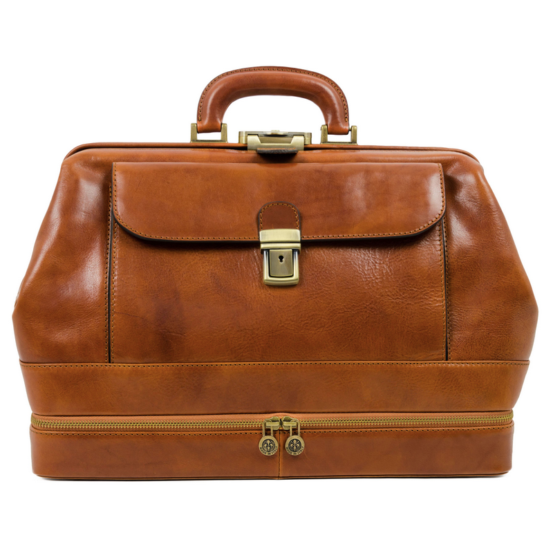 Large Italian Leather Doctor Bag - The Master and Margarita Doctor Bag Time Resistance   