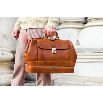 Large Italian Leather Doctor Bag - The Master and Margarita Doctor Bag Time Resistance   