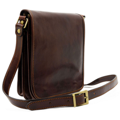 Small Leather Messenger Bag - On The Road Messenger Bag Time Resistance   