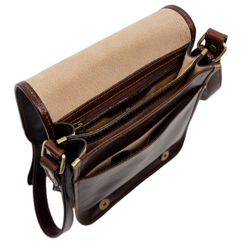 Small Leather Messenger Bag - On The Road Messenger Bag Time Resistance   