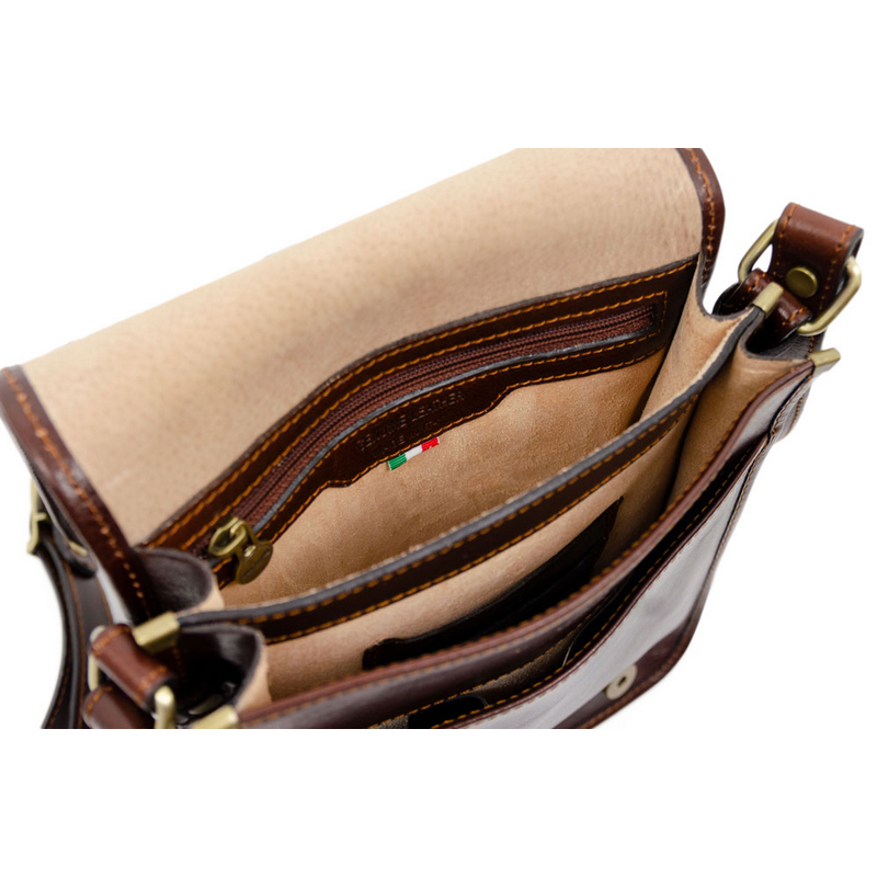 Small Leather Messenger Bag - On The Road Messenger Bag Time Resistance   