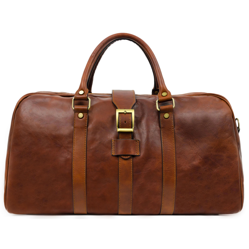 Cognac Brown Matte Leather Duffel Bag - Tender Is the Night Duffel Bag Time Resistance   