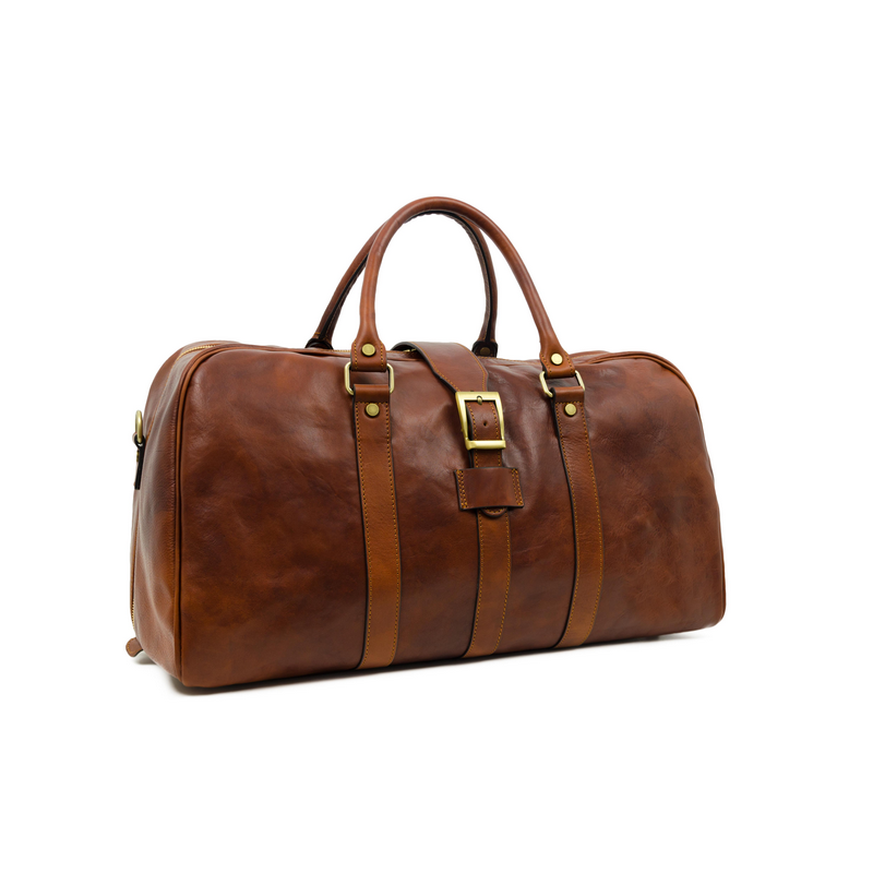 Cognac Brown Matte Leather Duffel Bag - Tender Is the Night Duffel Bag Time Resistance   