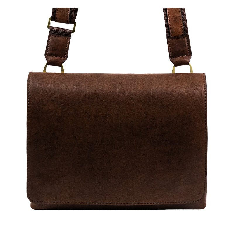 Leather Messenger Bag - A Room with a View Messenger Bag Time Resistance   