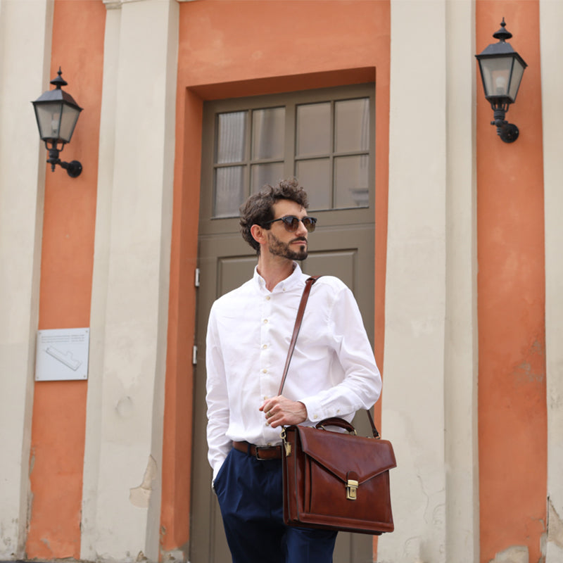 Classic Design Leather Briefcase - The Magus Briefcase Time Resistance   