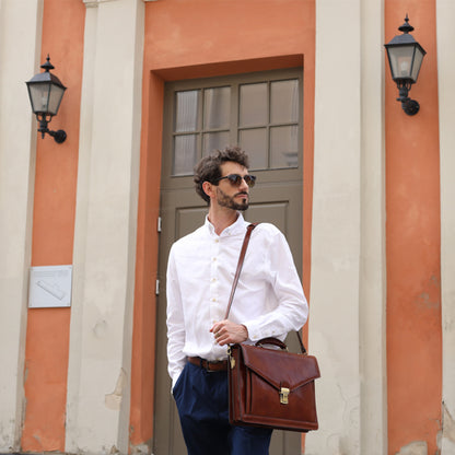 Classic Design Leather Briefcase - The Magus Briefcase Time Resistance   