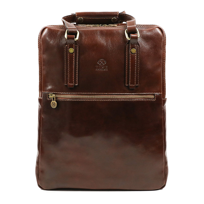 Brown Leather Backpack - Gone with the Wind Backpack Time Resistance   