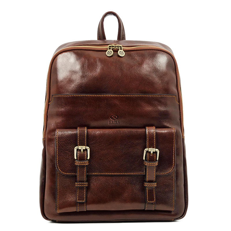 Large Unisex Leather Backpack - The Divine Comedy Backpack Time Resistance   