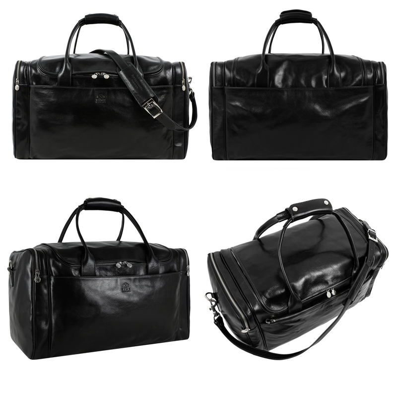 Large Italian Leather Duffel Bag - The Hitchhikers Guide to the Galaxy Duffel Bag Time Resistance   